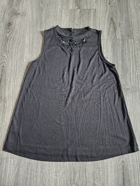 Loft Flowy Black Sequin Embellished Sleevless Tank Top Small
